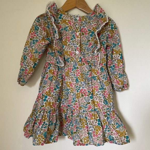 Baby girls BEBE BY MINIHAHA Liberty Mustard Floral Ruffle Dress Size 2 (18-24 M) - Picture 7 of 12